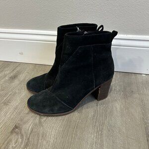Toms Women’s Lunata Black Ankle Heel Boots Booties Zip Up Size 8